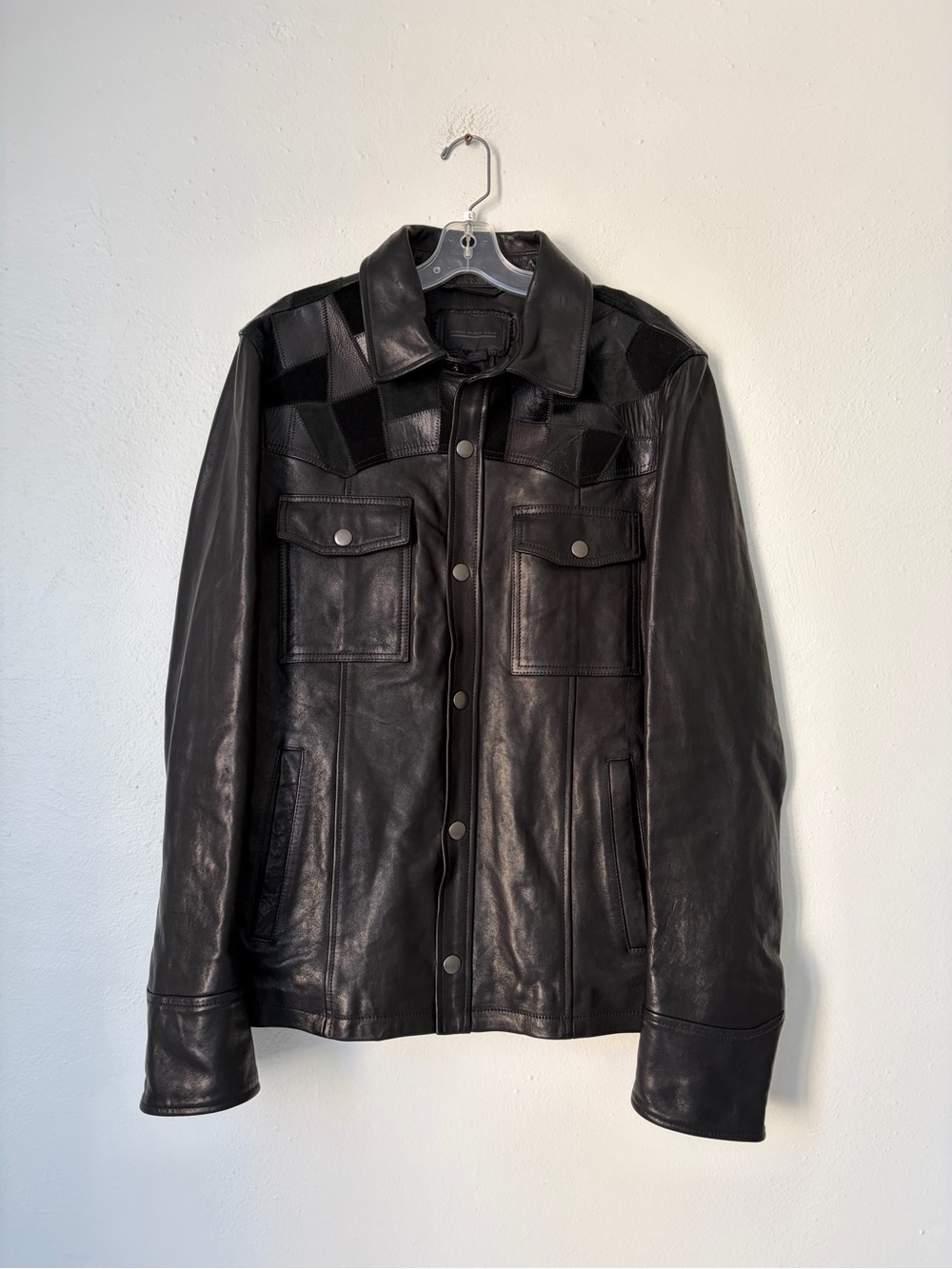 Diesel Black Gold Black Patchwork Leather Bomber Jacket